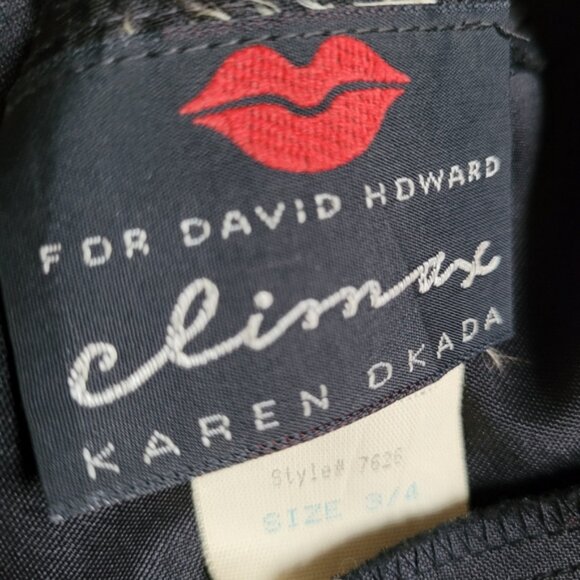 Vintage Climax by Karen Okada black dress back bow sheer embellished back - 3/4 - Picture 7 of 10